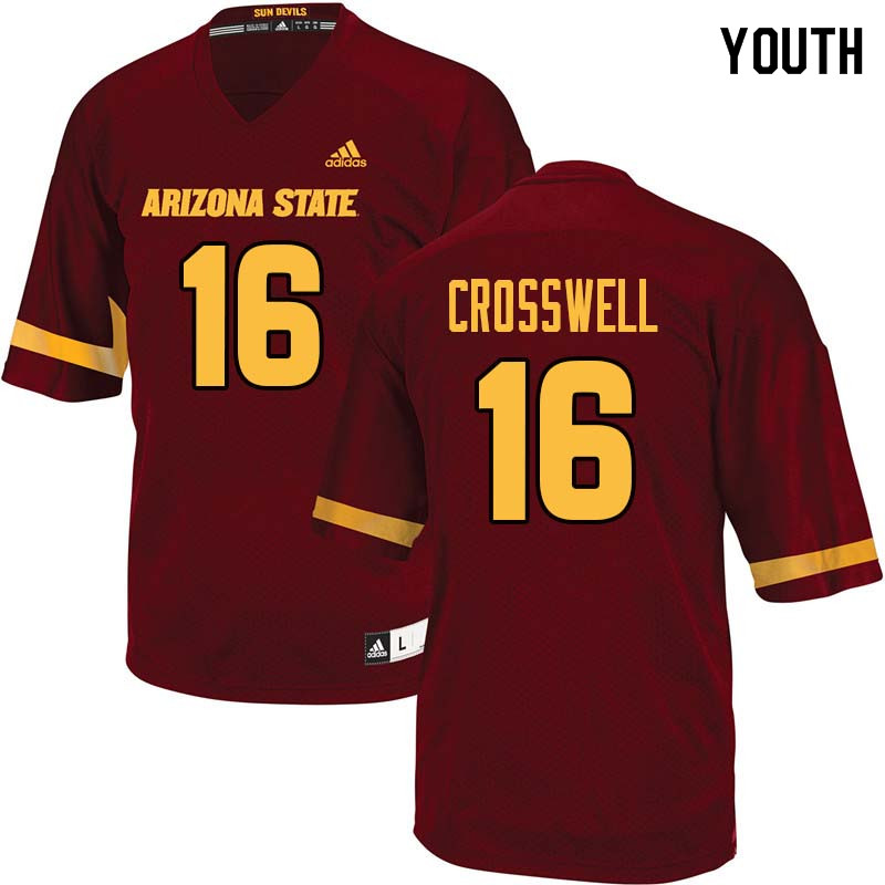 Youth #16 Aashari Crosswell Arizona State Sun Devils College Football Jerseys Sale-Maroon - Click Image to Close